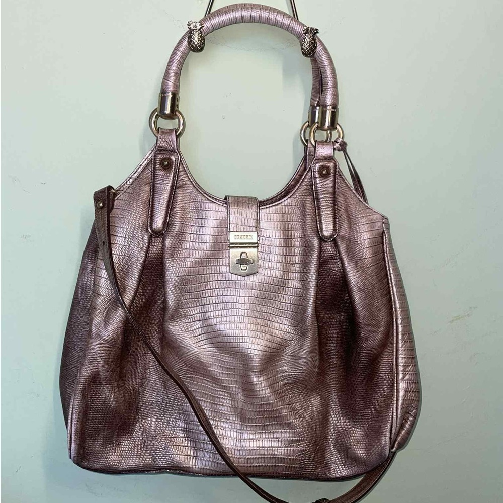Brahmin Metallic Bronze Lizard-Embossed Tote with Gold Hardware - Picture 11 of 11
